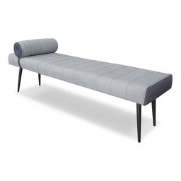 Recamier Divã Puff Luxo Cinza 1.38cm Pés Palito em Aço Bz Decor - 2