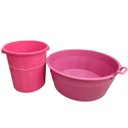Ver imagem 1 de Bacia Plástica 80 Litros Multiuso e Balde de 30 Litros Rosa