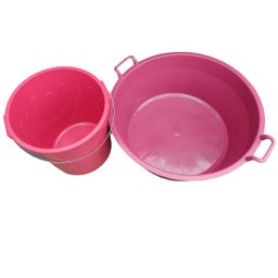 Bacia Plástica 80 Litros Multiuso e Balde de 30 Litros Rosa - 3