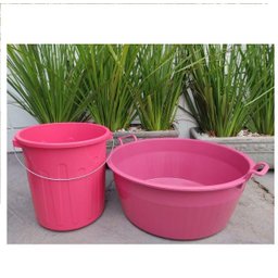Bacia Plástica 80 Litros Multiuso e Balde de 30 Litros Rosa - 2