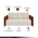 Ver imagem 3 de Sofá Living Decorativo Houston 2 Lugares 180cm Pés em Metal Linho/pu Off White/ Marrom G33 - Gran Be
