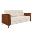 Ver imagem 1 de Sofá Living Decorativo Houston 2 Lugares 180cm Pés em Metal Linho/pu Off White/ Marrom G33 - Gran Be