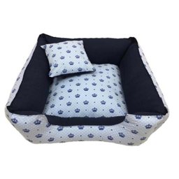 Caminha de cachorro 45 x 45 cm cama pet lavável P coroa azul - 1