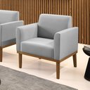 Ver imagem 1 de Poltrona Decorativa Isabella Pés Fixo em Madeira Castanho Suede Cinza G19 - Gran Belo