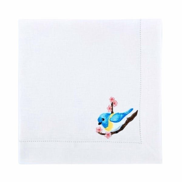 Guardanapo Linho Branco Ponto Ajour Bordado Little Bird 50x50 cm - 3