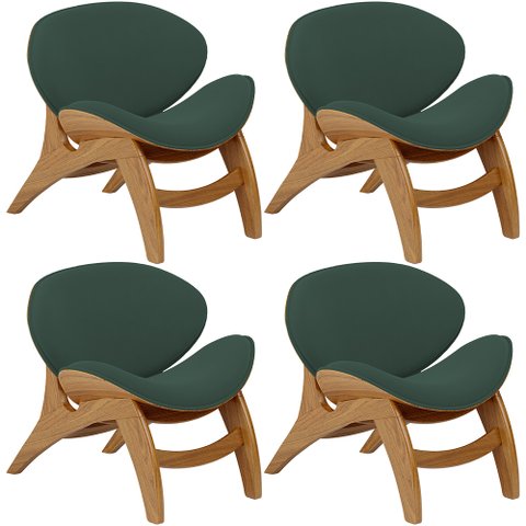 Kit 4 Poltronas Decorativa Orgânica Sala Living Kadosh L02 Suede Verde Musgo - Lyam Decor