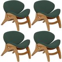 Ver imagem 1 de Kit 4 Poltronas Decorativa Orgânica Sala Living Kadosh L02 Suede Verde Musgo - Lyam Decor