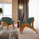Ver imagem 2 de Kit 4 Poltronas Decorativa Orgânica Sala Living Kadosh L02 Suede Verde Musgo - Lyam Decor