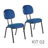 Kit Cjs 02 Cadeiras Secretária Palito Desmontavel Azul - 1