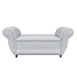 Divã Recamier Com Baú Grécia 1,55 Cm Suede Cinza - 1