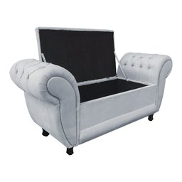 Divã Recamier Com Baú Grécia 1,55 Cm Suede Cinza - 3