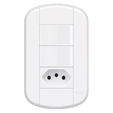 Conjunto de 2 Interruptor Simples 16A/250 Volts e 1 Tomada 2P+T 20A/250 Volts Blanc Mais - 11339304 
