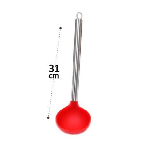 Concha De Silicone Vermelha Com Cabo Aluminio 31x8,5cm