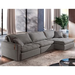 Sofá Retrátil Lobato Saturno Cinza 330cm Fabrispuma - 5
