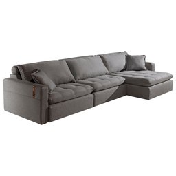 Sofá Retrátil Lobato Saturno Cinza 330cm Fabrispuma - 1