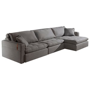 Sofá Retrátil Lobato Saturno Cinza 330cm Fabrispuma