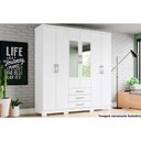 Ver imagem 1 de Guarda Roupa Casal 6 Portas e 3 Gavetas C/ Espelho e Pés Caju Da136 Branco - Henn