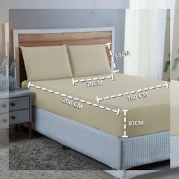 Kit Roupa Cama Queen 100% Algodão 3 Peças Percal 300 Fios Hotel Pousada:palha - 4