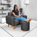 Ver imagem 3 de Poltrona Dallas com Puff em Linho Pes em Madeira: Grafite