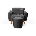 Ver imagem 1 de Poltrona Dallas com Puff em Linho Pes em Madeira: Grafite