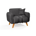 Ver imagem 5 de Poltrona Dallas com Puff em Linho Pes em Madeira: Grafite