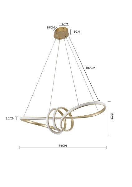 Lustre Pendente LED Bie 45W 3000K Nordecor Dourado - 6