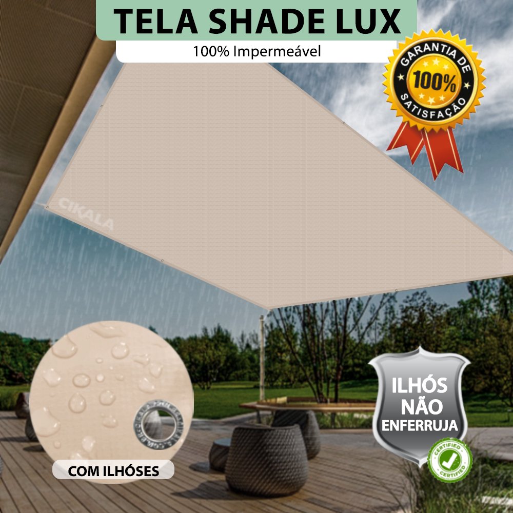 Tela Lona Areia 2.5x1.5 Metros Sombreamento Impermeável Shade Lux + Kit - 2