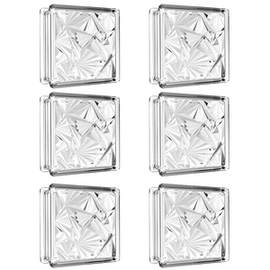 Kit 6 Tijolos Bloco de Vidro Flor Gelada 19x19x8 Tradestar