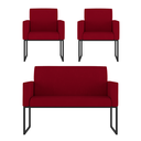 Ver imagem 1 de Kit Sofá 2 Lugares + 2 Poltronas para Recepção Sala Balaqui Cor:vermelho