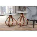 Ver imagem 3 de Conjunto Mesa de Canto Lateral Coroa Cor Castanho/Offwhite