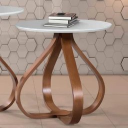 Conjunto Mesa de Canto Lateral Cebola - Cor Castanho/Offwhite - 3