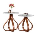 Ver imagem 1 de Conjunto Mesa de Canto Lateral Cebola - Cor Castanho/offwhite