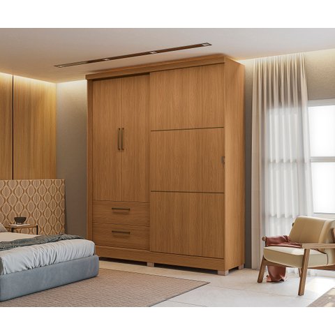Guarda-Roupas Solteiro Kappesberg 3 Portas e 2 Gavetas C533 Canela