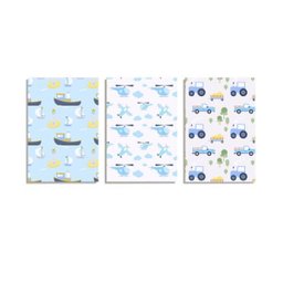 Kit Quadro Infantil MDF Barquinho Trator 20x30cm 3 Peças - 1 Kit Quadro Infantil MDF Barquinho Trator 20x30cm 3 Peças - 1