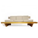 Ver imagem 3 de Sofá 3 Lugares Madeira Nobre Maciça Xangai Sala Moderna Bege