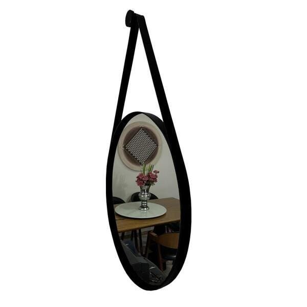 Espelho Adnet Redondo Decorativo com Alça 50cm Completo Preto - 2