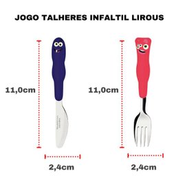 Jogo De Talheres Infantil Tramontina Colorido 3 pcs Inox Lirous Monstrinhos: Verde - 3