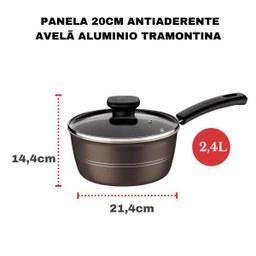 Panelas Antiaderente Tramontina Avulsa 20cm 2,4 Litros Sicília Avelã: Cinza - 3