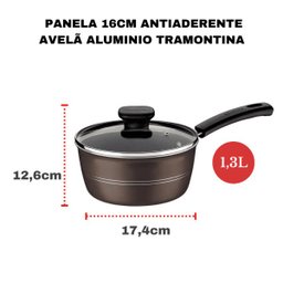 Panelas Antiaderente Tramontina Pequena Avulsa 16cm 1,3 Litros Sicília Avelã: Cinza - 5