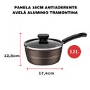 Ver imagem 5 de Panelas Antiaderente Tramontina Pequena Avulsa 16cm 1,3 Litros Sicília Avelã: Cinza