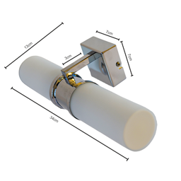 Aplique Mirror Duplo Em Metal Cromado, Vidro Opalina Branco - 6