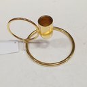 Ver imagem 3 de Castiçal Decorativo de Metal Dourado 6x12x12cm Porta Vela Mesa Jantar Decoração