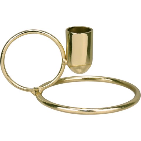 Castiçal Decorativo de Metal Dourado 6x12x12cm Porta Vela Mesa Jantar Decoração