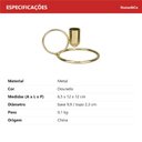 Ver imagem 6 de Castiçal Decorativo de Metal Dourado 6x12x12cm Porta Vela Mesa Jantar Decoração
