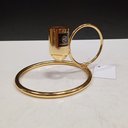 Ver imagem 2 de Castiçal Decorativo de Metal Dourado 6x12x12cm Porta Vela Mesa Jantar Decoração