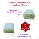 Ver imagem 4 de Kit Conector Capa Isolante 4vias Macho+Femea 25 Peças Cada