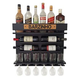 Adega de Vinho de Parede com Barzinho para Sala - Barzinho Cor Preto - 1