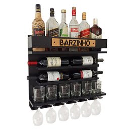 Adega de Vinho de Parede com Barzinho para Sala - Barzinho Cor Preto - 3