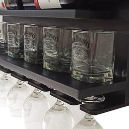Barzinho de Parede com Adega de Vinho - Bar Doce Bar cor Preto - 6