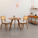 Ver imagem 1 de Conjunto Mesa de Jantar Square Laminada Tripé Redonda Natural - 88cm + 2 Cadeiras Lalá Encosto Palha
